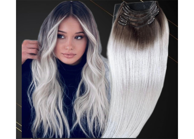 Extensii Clip-On MiniGold Ombre #9/Light Grey